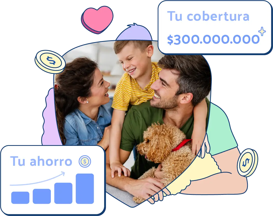 Familia feliz porque tiene protección de seguro de vida más ahorro